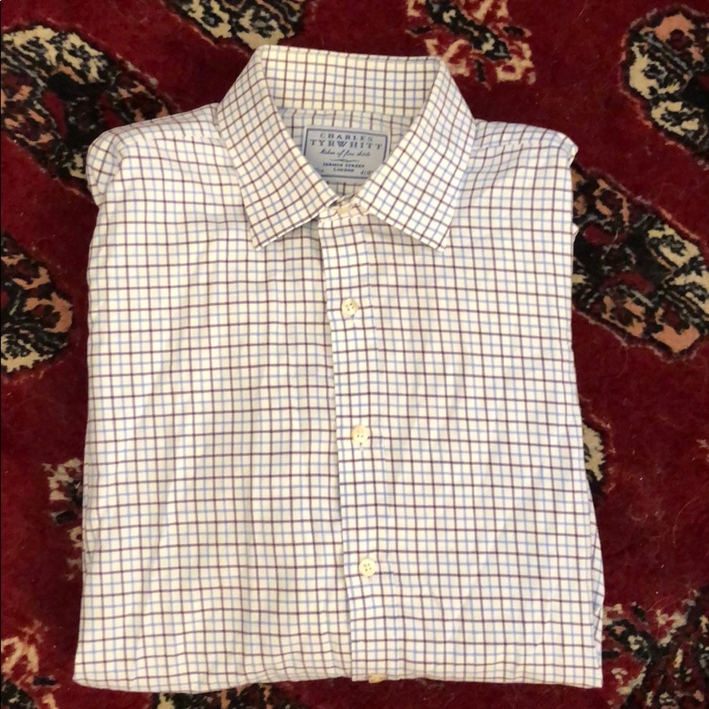 Charles Tyrwhitt blue & brown checkered 17 neck